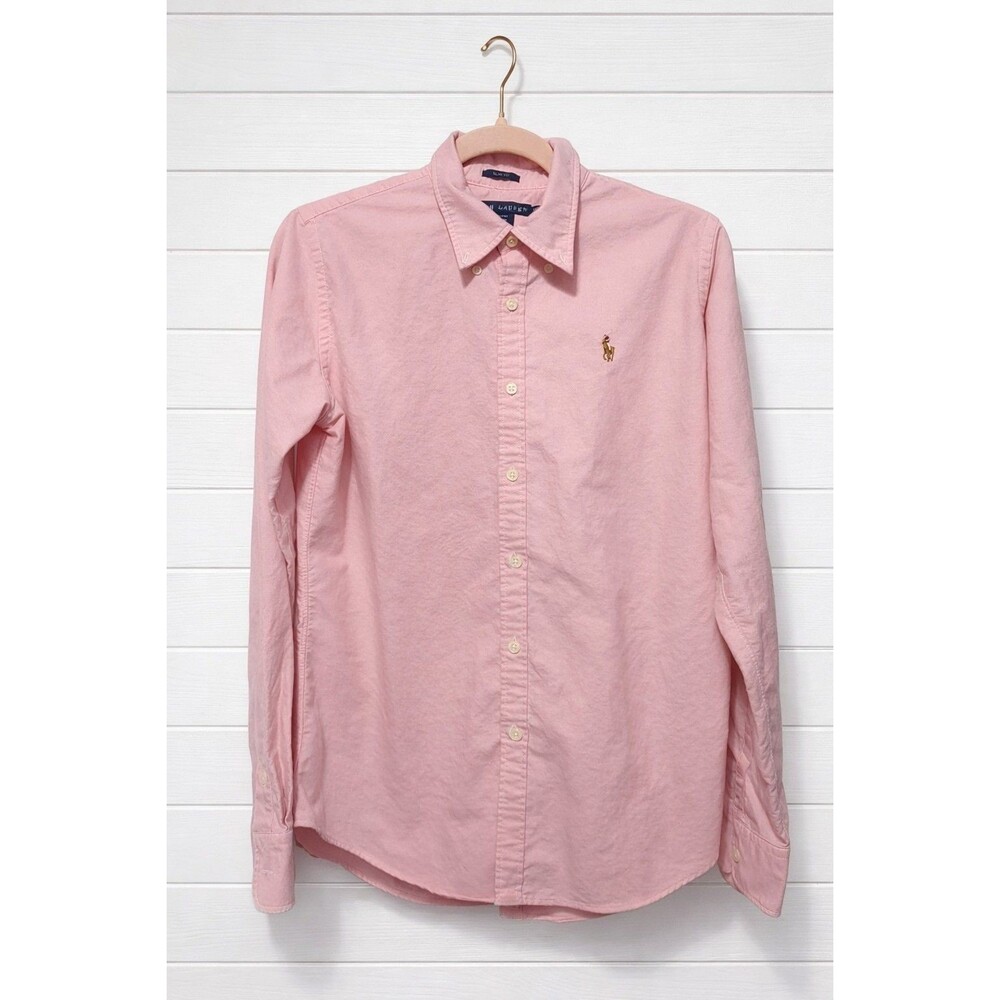 Ralph Lauren Pink Button-Down Shirt with Embroidered Pony